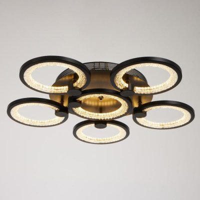 Люстра с ПДУ 71103/6BK LED 132Вт 3000-6000К диммер черный 51х51х10 см