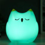 Ночник " Совушка" LED от батареек 3хАА белый 11х13х16 см