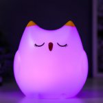Ночник " Совушка" LED от батареек 3хАА белый 11х13х16 см