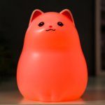 Ночник " Котенок" LED от батареек 3хАА белый 11,5х12,5х17 см