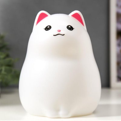 Ночник Ночник " Котенок" LED от батареек 3хАА белый 11,5х12,5х17 см