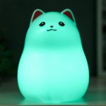 Ночник " Котенок" LED от батареек 3хАА белый 11,5х12,5х17 см