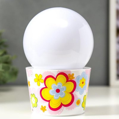 Ночник "Цветочное ассорти" LED от батареек 3хАА МИКС 10х10х16 см