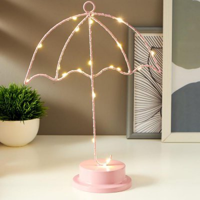 Ночник "Зонтик" LED от батареек 3хАА розовый 10х22,5х31,5 см