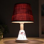 Лампа настольная 16132/1 E27 40Вт+LED подсветка бело-бордовый 21х21х33 см