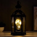 Ночник 16171/1BK+GD LED от батареек 3хААА черный с золотой патиной 18х16х41 см