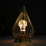 Ночник "Фонарь золотой"  LED от батареек 3ААА золото 13х13х23,5 см