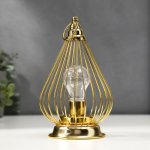 Ночник "Фонарь золотой"  LED от батареек 3ААА золото 13х13х23,5 см