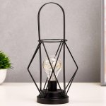 Ночник "Фонарь лофт" LED от батареек 3ААА черный 15х15х29,5 см