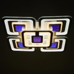 Люстра с ПДУ 10017/5 LED 120Вт 3000-6000К диммер с подсветкой белый 48х48х13 см