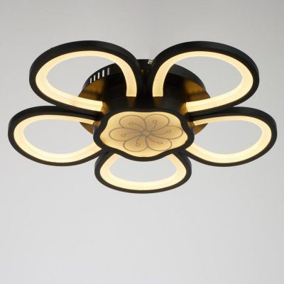 Люстра с ПДУ 10034/6BK LED 124Вт 3000-6000К диммер черный 62х62 см