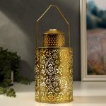 Ночник "Узоры" LED от батареек 3хАА золото 12х12х23 см