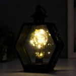 Ночник "Фонарь лофт" LED от батареек 3хААА черный 9,8х17,5х25 см