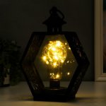 Ночник "Фонарь лофт" LED от батареек 3хААА черный 9,8х17,5х25 см