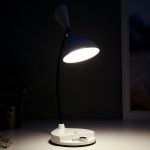 Лампа настольная сенсорная 1521/1WT LED 4Вт АКБ USB 3 режима белый 14,3х12х35 см
