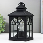 Ночник "Фонарь 1" LED от батареек 3хААА черный 10,5х10,5х20 см