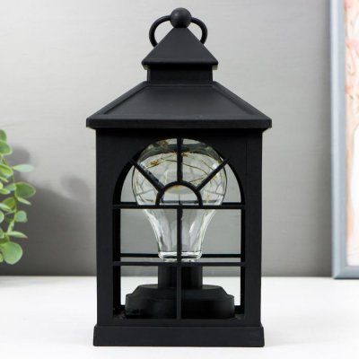 Ночник "Фонарь 1" LED от батареек 3хААА черный 10,5х10,5х20 см