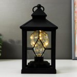 Ночник "Фонарь 2" LED от батареек 3хААА черный 10,5х10,5х20 см