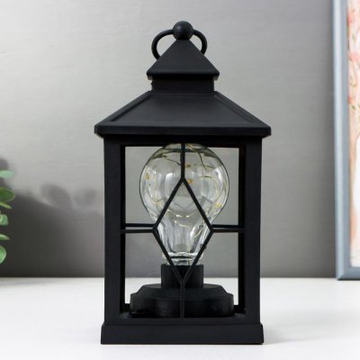 Ночник "Фонарь 2" LED от батареек 3хААА черный 10,5х10,5х20 см