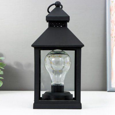 Ночник "Фонарь 3" LED от батареек 3хААА черный 10,5х10,5х21,5 см