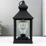 Ночник "Фонарь 3" LED от батареек 3хААА черный 10,5х10,5х21,5 см