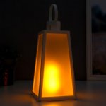 Ночник "Пламя" LED от батареек 3хААА белый 12,8х12,8х26 см