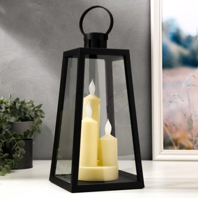 Ночник "3 свечи" LED от батареек 3хААА черный 16,х16х32 см