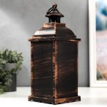 Ночник "Камин" LED от батареек 3хААА черный с золотой патиной 13,х13х34 см