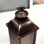 Ночник "Камин" LED от батареек 3хААА черный с золотой патиной 13,х13х34 см