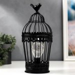 Ночник "Клетка с птичкой" LED от батареек 3хААА черная 15х15х33 см
