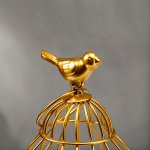 Ночник "Клетка с птичкой" LED от батареек 3хААА золото 15х15х33 см