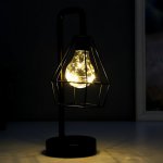 Ночник лофт "Студия" чёрная 3ААА 12,5х15,5х30,5 см