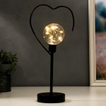 Ночник настольный "Сердце" LED от батареек 3хААА черный 11х16,5х36,4 см