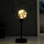 Ночник настольный "Сердце" LED от батареек 3хААА черный 11х16,5х36,4 см