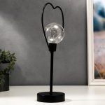Ночник настольный "Сердце" LED от батареек 3хААА черный 11х16,5х36,4 см