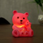 Ночник "Медвежонок с мамой" 6х8 см пластик МИКС