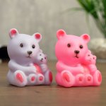 Ночник "Медвежонок с мамой" 6х8 см пластик МИКС