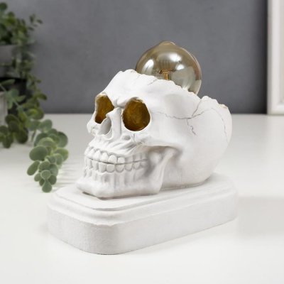Настольная лампа "Череп" Е27 60Вт бело-золотой 10х14х18 см