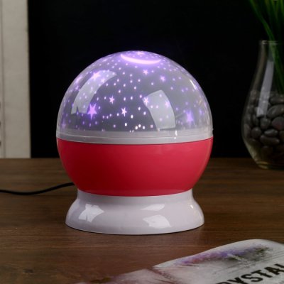 Ночник-проектор Ночник-проектор "Звёздное небо", вращение, (4ААА или USB) розовый 12*10 см