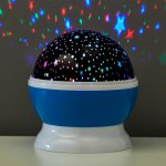 Ночник-проектор "Звёздное небо", вращение, (4ААА или USB) голубой 12*10 см