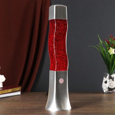 Светильник ночник Лава лампа "Призма" с блестками, h=42 см, (220В) красный