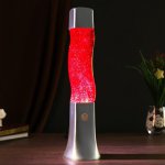 Светильник ночник Лава лампа "Призма" с блестками, h=42 см, (220В) красный