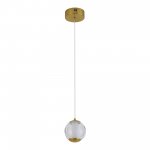 SL6520.303.01 Светильник подвесной ST-Luce латунь/прозрачный с пузырьками воздуха LED 1*5W 4000K HELMI