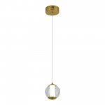 SL6520.303.01 Светильник подвесной ST-Luce латунь/прозрачный с пузырьками воздуха LED 1*5W 4000K HELMI