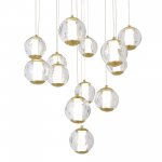 SL6520.303.13 Светильник подвесной ST-Luce латунь/прозрачный с пузырьками воздуха LED 1*65W 4000K HELMI