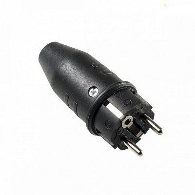 SLV 1001791 ШТЕКЕР IP44 с защитным контактом (стандарт BE/FR), черный