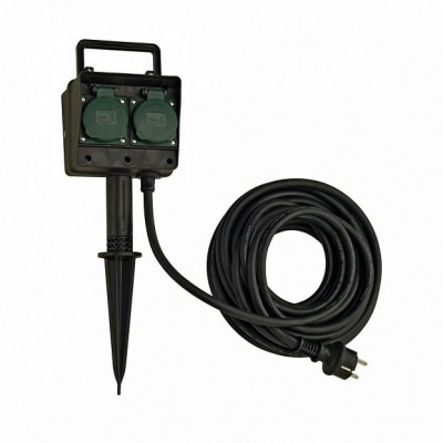 SLV 227002 4-Fach Gartensteckdose, IP44, mit 10m Anschlussleitung und Schutzkontaktstecker