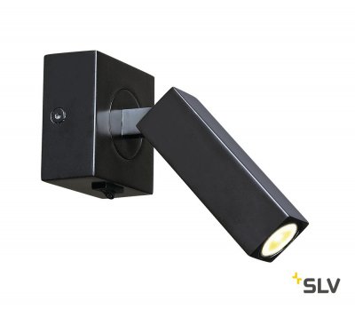 SLV 1000324 STIX светильник накладной 4.5Вт с выключателем и LED 3000К, 185лм, 30°, черный (ex 146270)