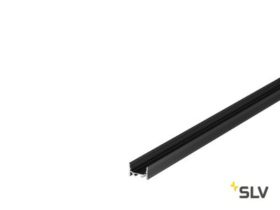 1000507 SLV GRAZIA 20, профиль накладной плоский с желобками, 3 м, без экрана, черный