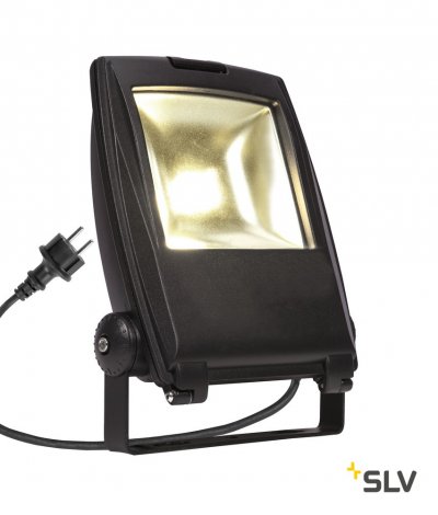 SLV 1001643 FLOOD LIGHT 25 светильник IP65 32Вт с LED 3000К, 2200лм, 90°, кабель 2м с вилкой, черный (ex 231162)